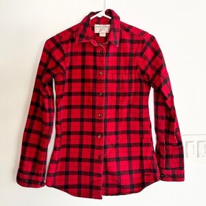 Filson Women’s XS Buffalo Plaid Cotton Plaid Flannel Red Boack Button Down Shirt